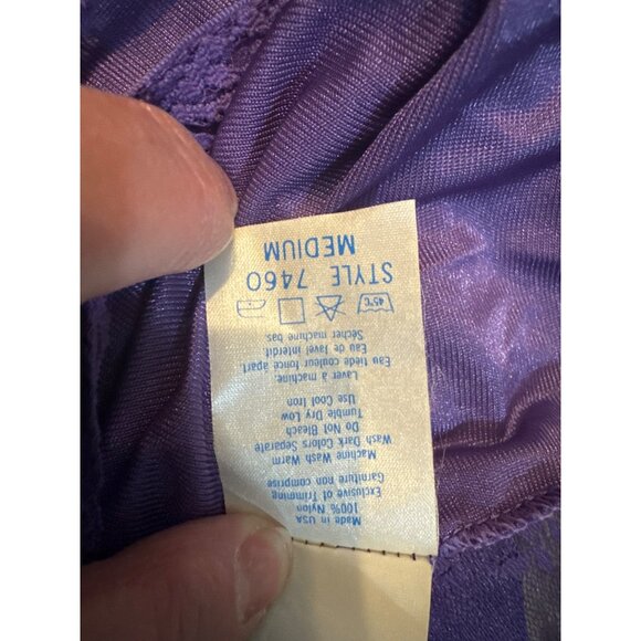 Vintage Purple Lace & Satin Womens Jumpsuit Medium Shadowline Wear Delicate Slee - Picture 4 of 11